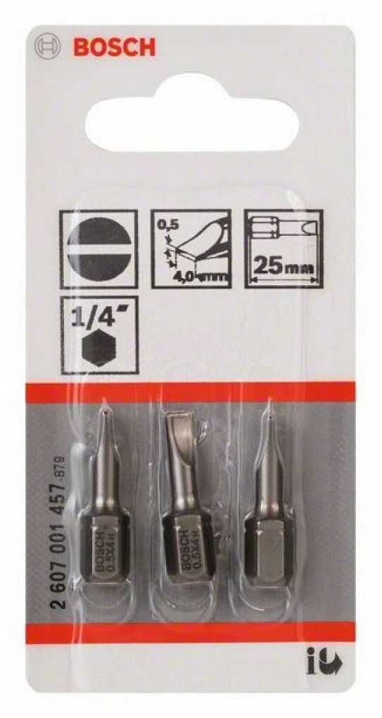 Бита BOSCH S-1,0x5,5 x 25 мм (3 шт), блистер (2607001464), шт