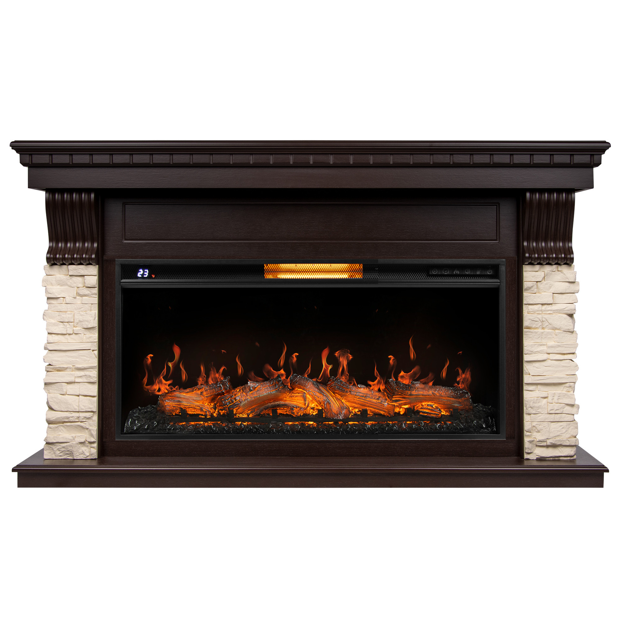 Каминокомплект: Очаг Royal Thermo Aurora RTFP/P-AR40LS, портал Michigan 40 камень мол., шпон т.дуб