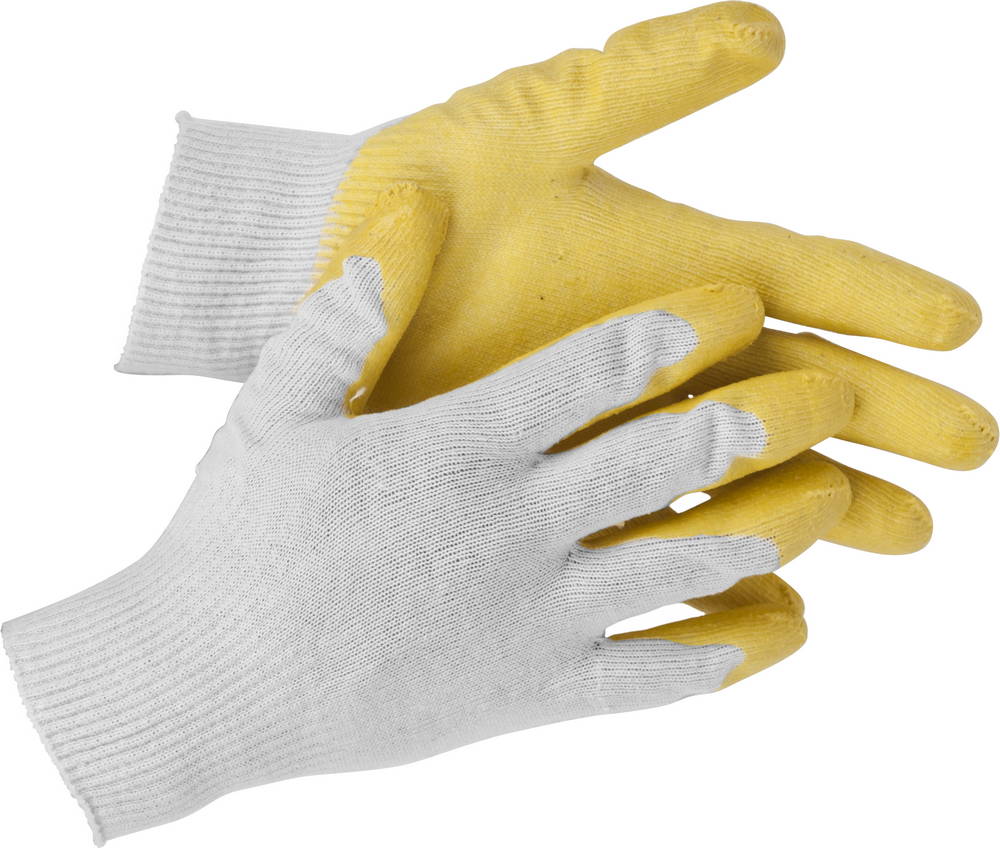 STAYER PROTECT, L-XL, х/б перчатки с одинарным латексным обливом (11408-XL)
