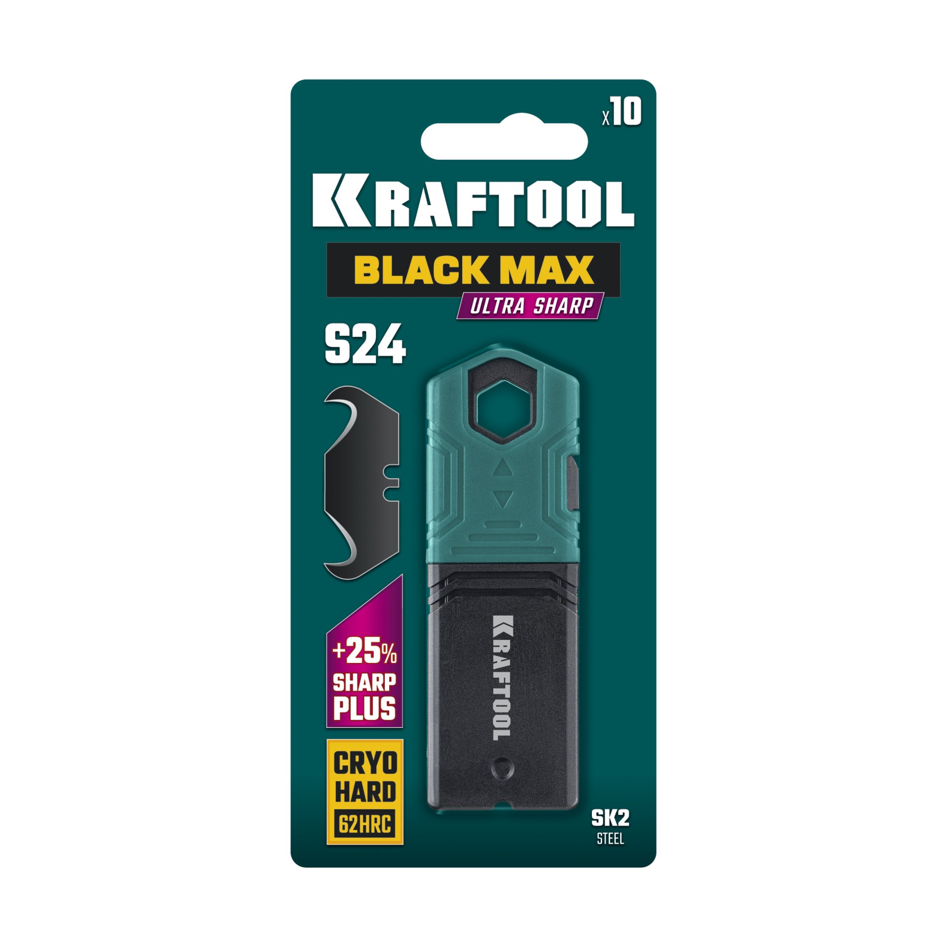 KRAFTOOL BlackMax-S24, 10 шт, крюковидные лезвия (09628-S10)