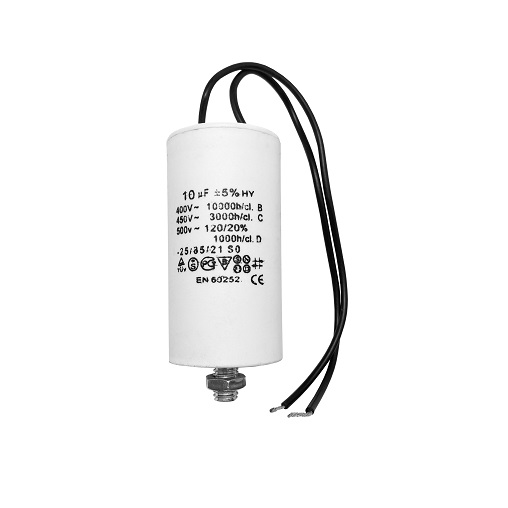 Конденсатор UNITED PARTS CBB60, 10 мкФ, 450В, гибкие выводы, шпилька М8 (90-1001), шт