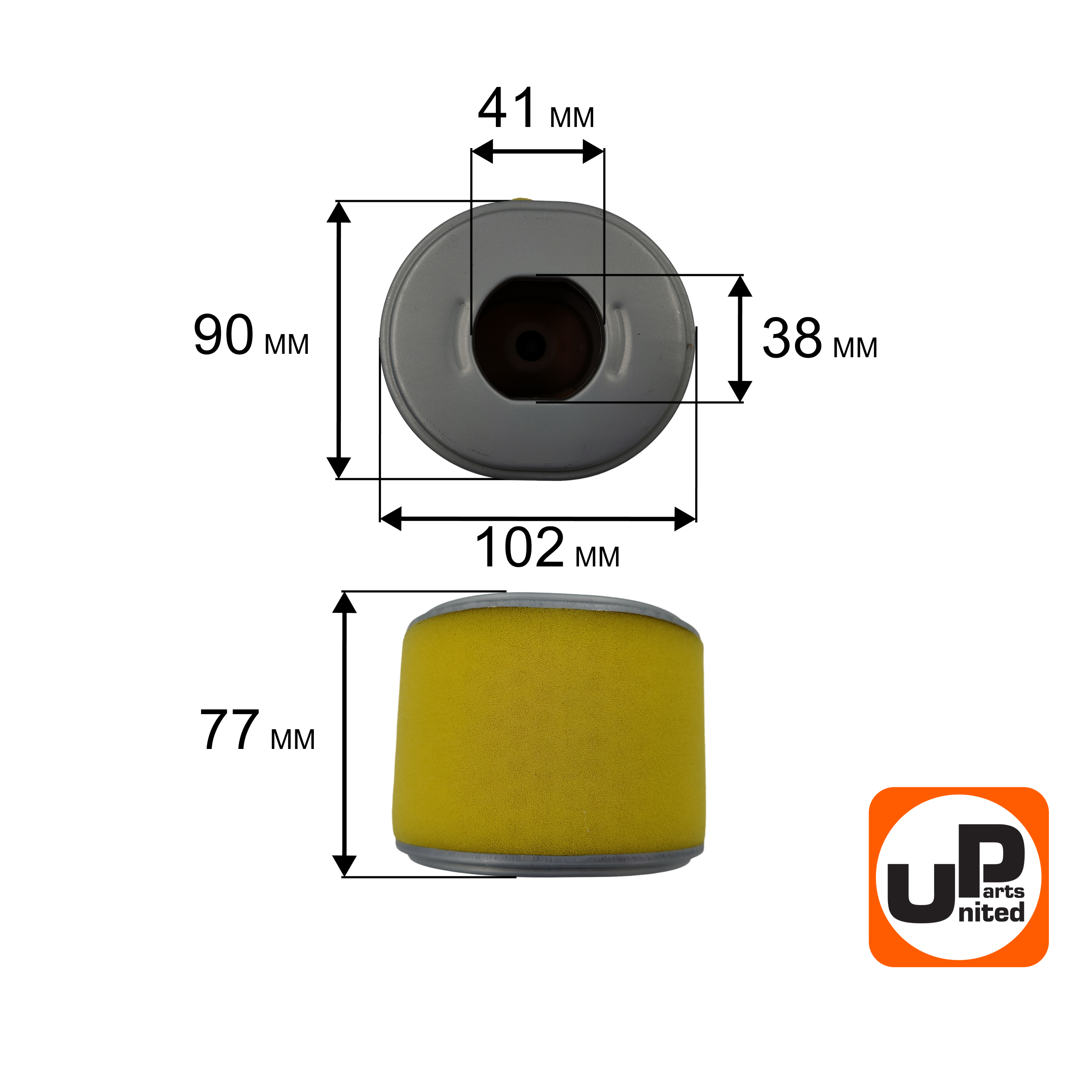 Фильтр воздушный UNITED PARTS для 173/177F, GX240/GX270  (овальный), шт