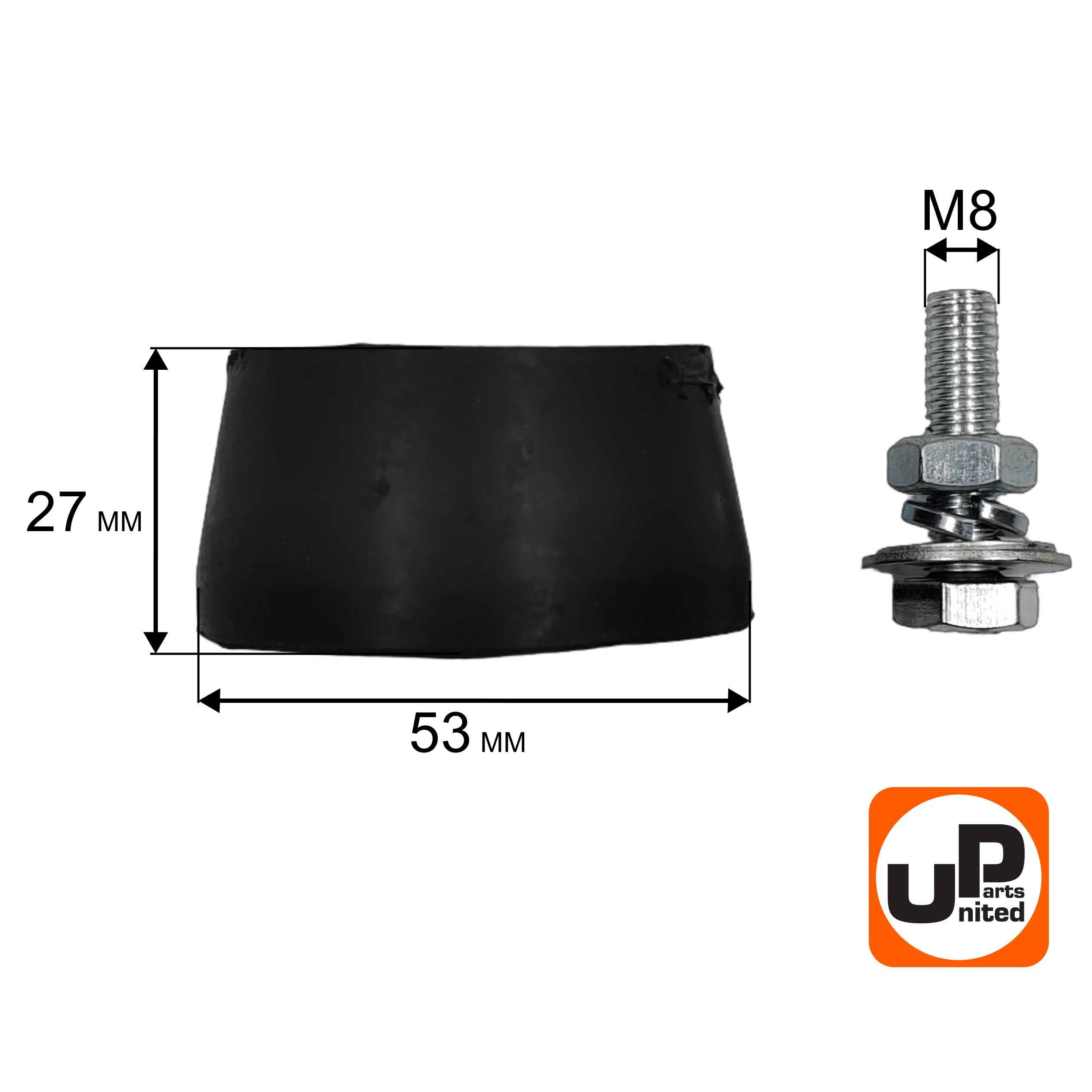 Виброгаситель UNITED PARTS для воздушного компрессора, D53×H27мм, болт M8 (90-0293), шт