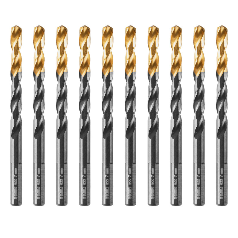 Сверло по металлу, 7 мм, HSS-Tin, Golden Tip, 10 шт. Denzel