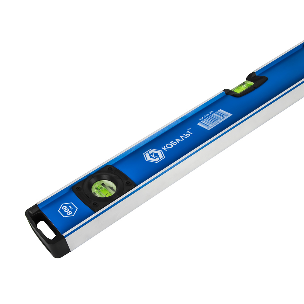 Уровень строительный КОБАЛЬТ 800мм, профиль 28 x 66мм, толщ.стенок 1,5мм, 3 глазка, 1 рук-а, 2 фрез.грани, для тяжёлых усл.экс-ии (916-509), шт