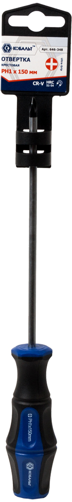 Отвёртка КОБАЛЬТ Ultra Grip PH-1 х 150 ммCR-V, двухкомпонентная рукоятка (1 шт.) подвес