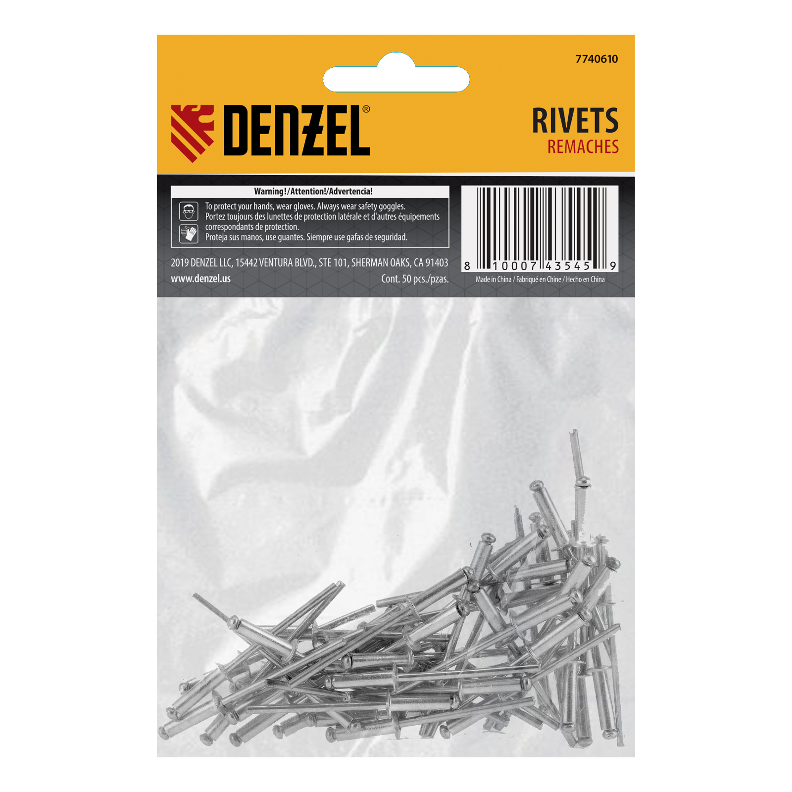 Заклепки алюминиевые, 1/8"-1/2", 3 х 12 мм, 50 шт Denzel