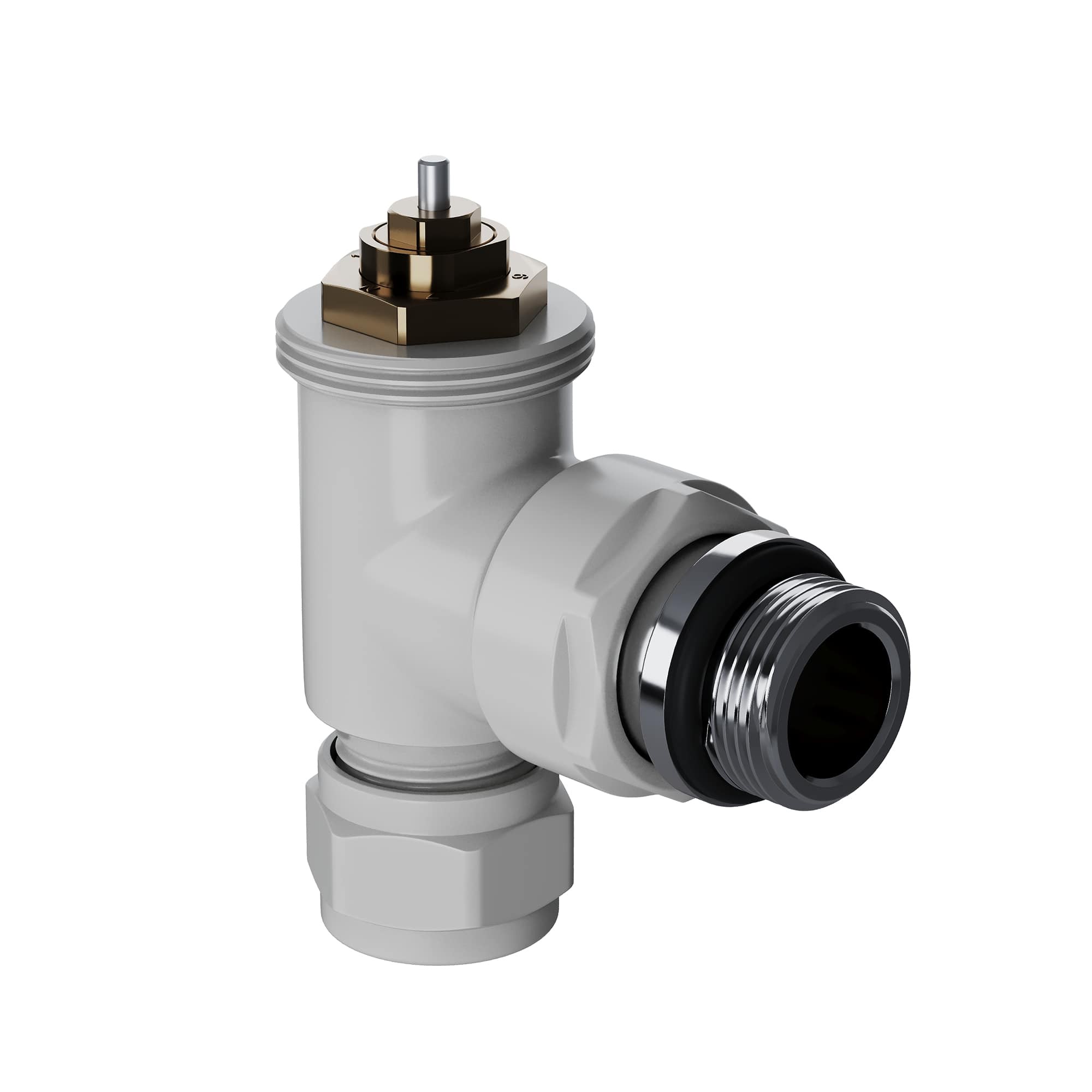 Набор термостатический угловой Royal Thermo Design Pro 15мм М30х1,5 (Белый)