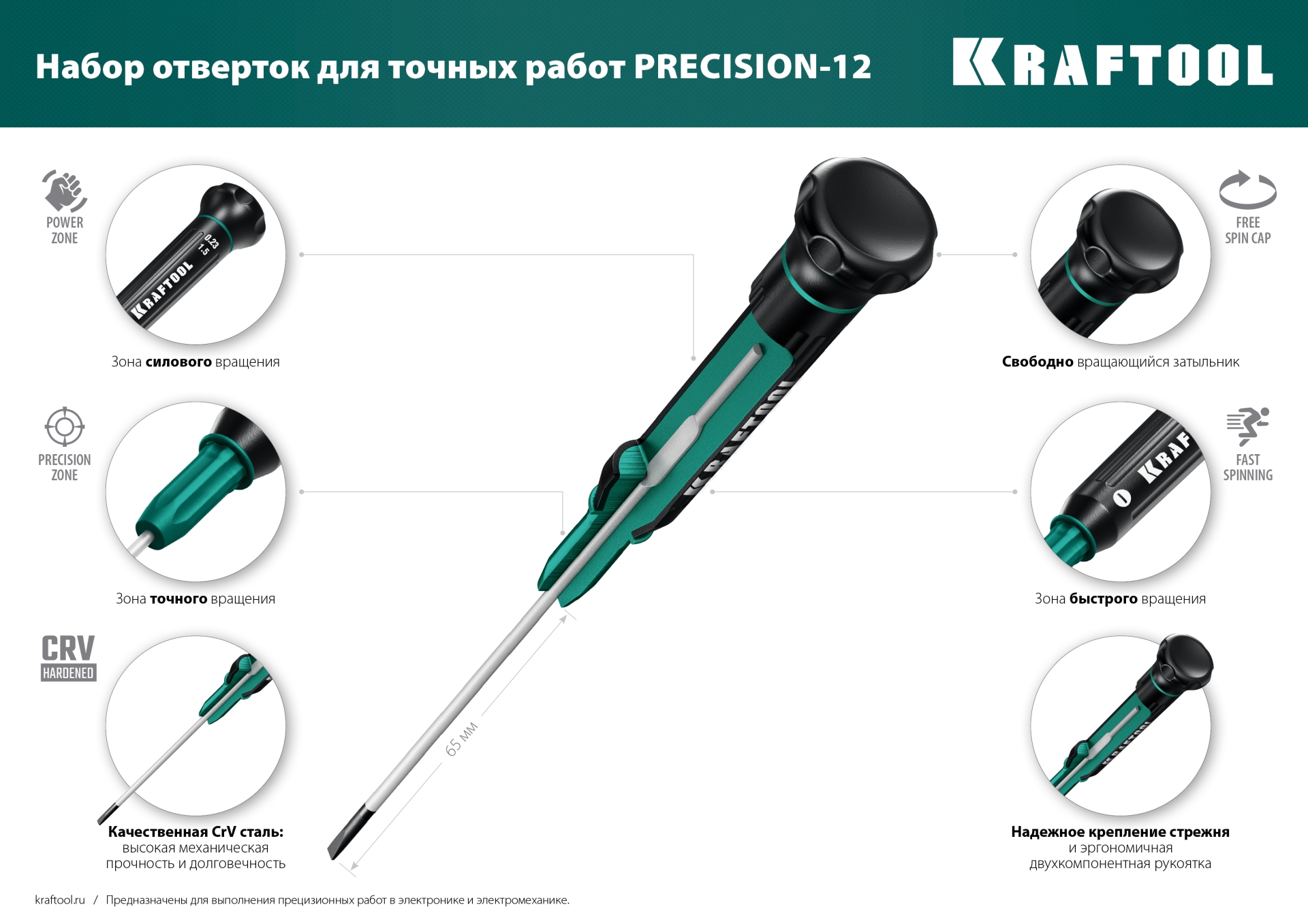 KRAFTOOL Precision-12, 12 предм., для точных работ, набор отверток (25689)