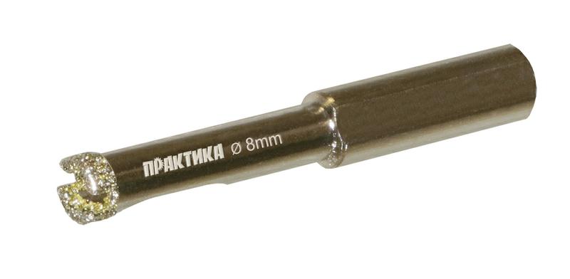 Коронка алмазная ПРАКТИКА "Профи" по керамограниту/керамике 8х65мм (1шт) блистер