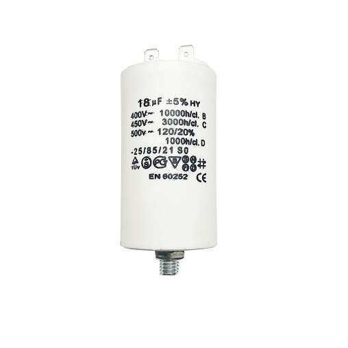 Конденсатор UNITED PARTS CBB60, 18 мкФ, 450В, 2 клеммы, шпилька M8 (90-0990), шт