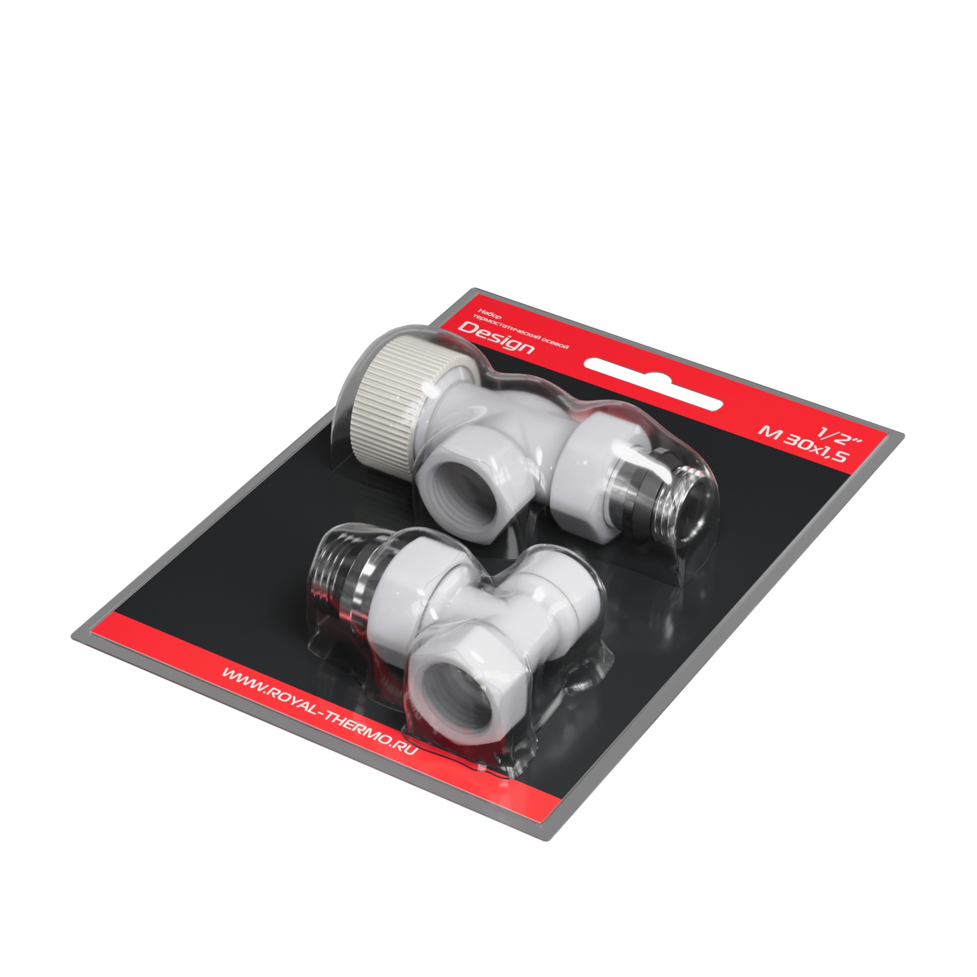 Набор термостатический осевой Royal Thermo Design 1/2"М30х1,5 (Белый)