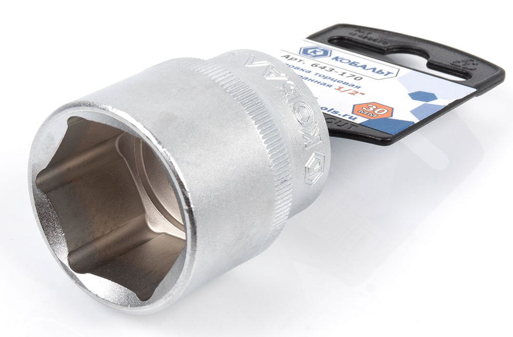 Головка торцевая КОБАЛЬТ 1/2", 30 мм, Cr-V(1 шт.) подвес