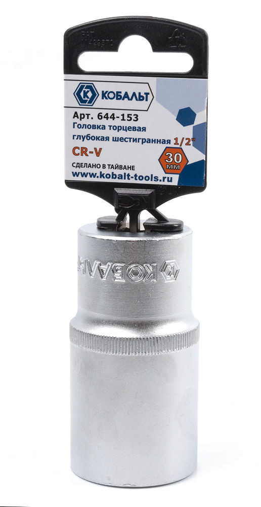 Головка торцевая глубокая КОБАЛЬТ 1/2", 30 мм, Cr-V(1 шт.) подвес