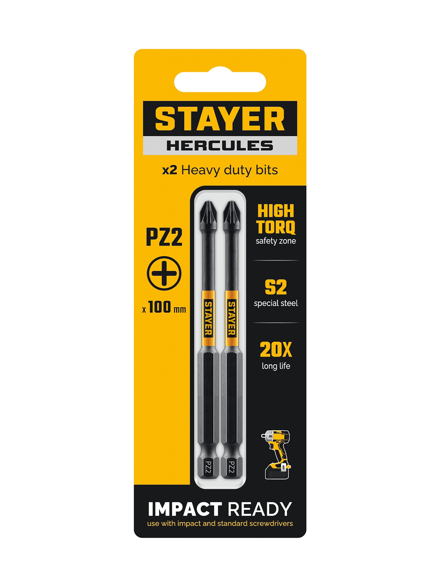 STAYER HERCULES, PZ2, 100 мм, 2 шт, торсионные биты (26233-2-100-2)
