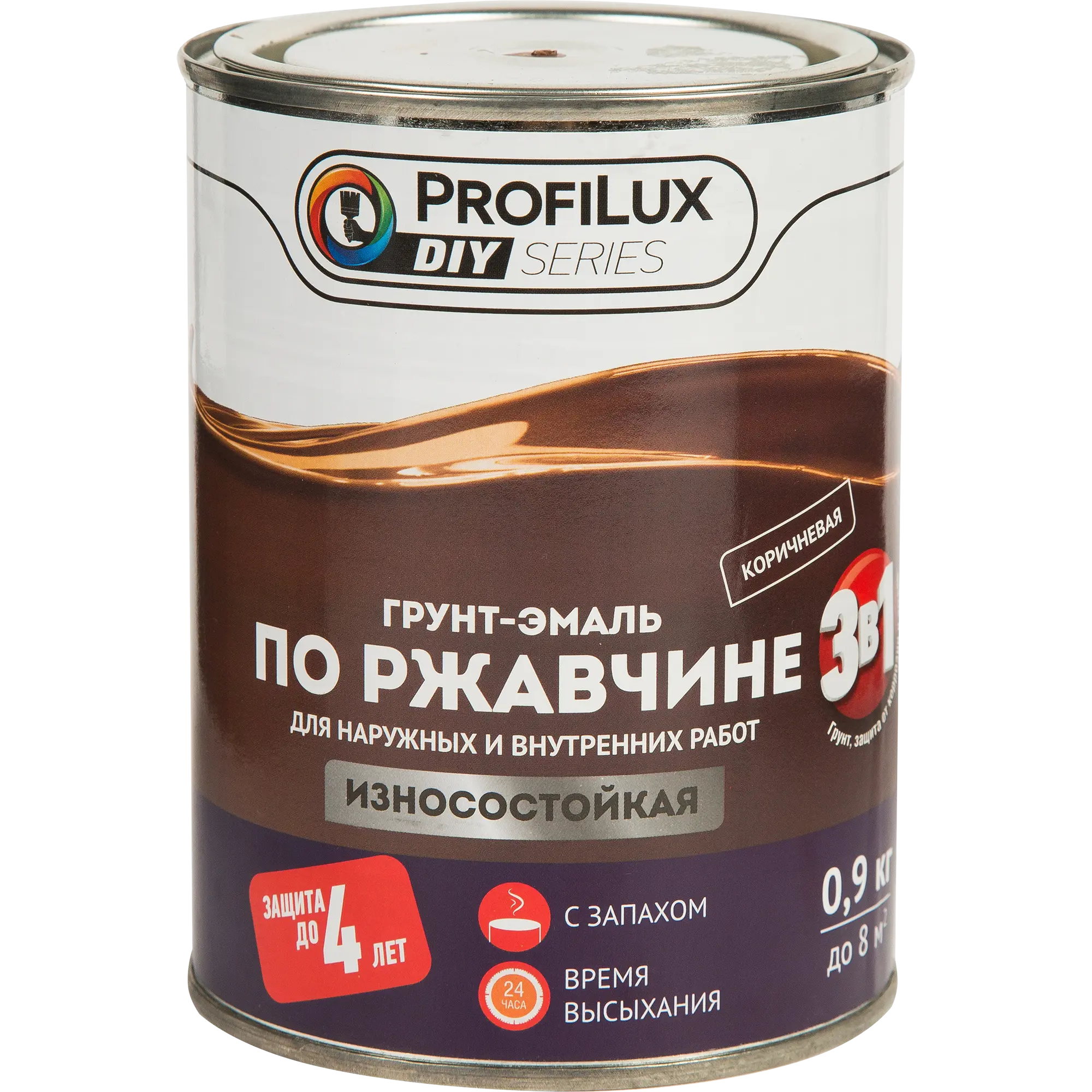PROFILUX Грунт эмаль по ржавчине 3 в 1 коричневая 0,9кг