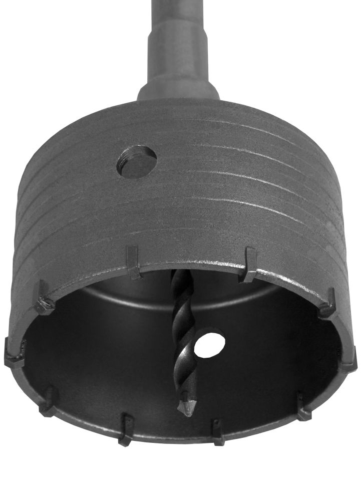 Коронка твердосплавная ПРАКТИКА SDS-Max ударная 100 мм (1шт.) клипса(1шт.) клипса