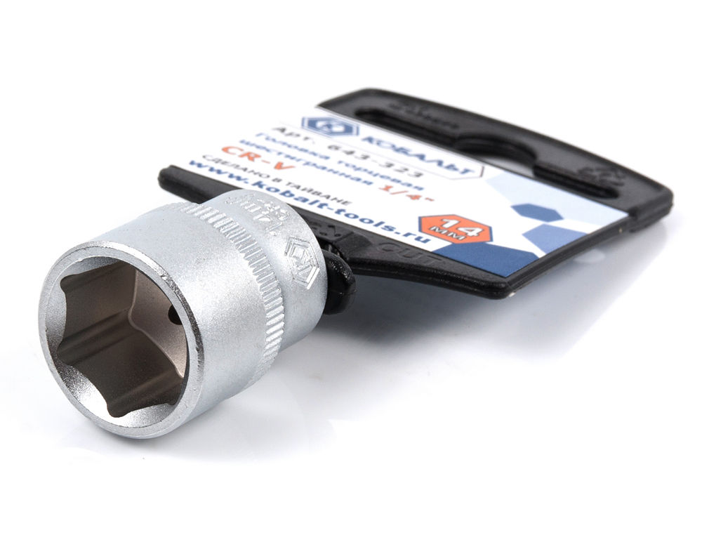 Головка торцевая КОБАЛЬТ 1/4", 14 мм, Cr-V(1 шт.) подвес