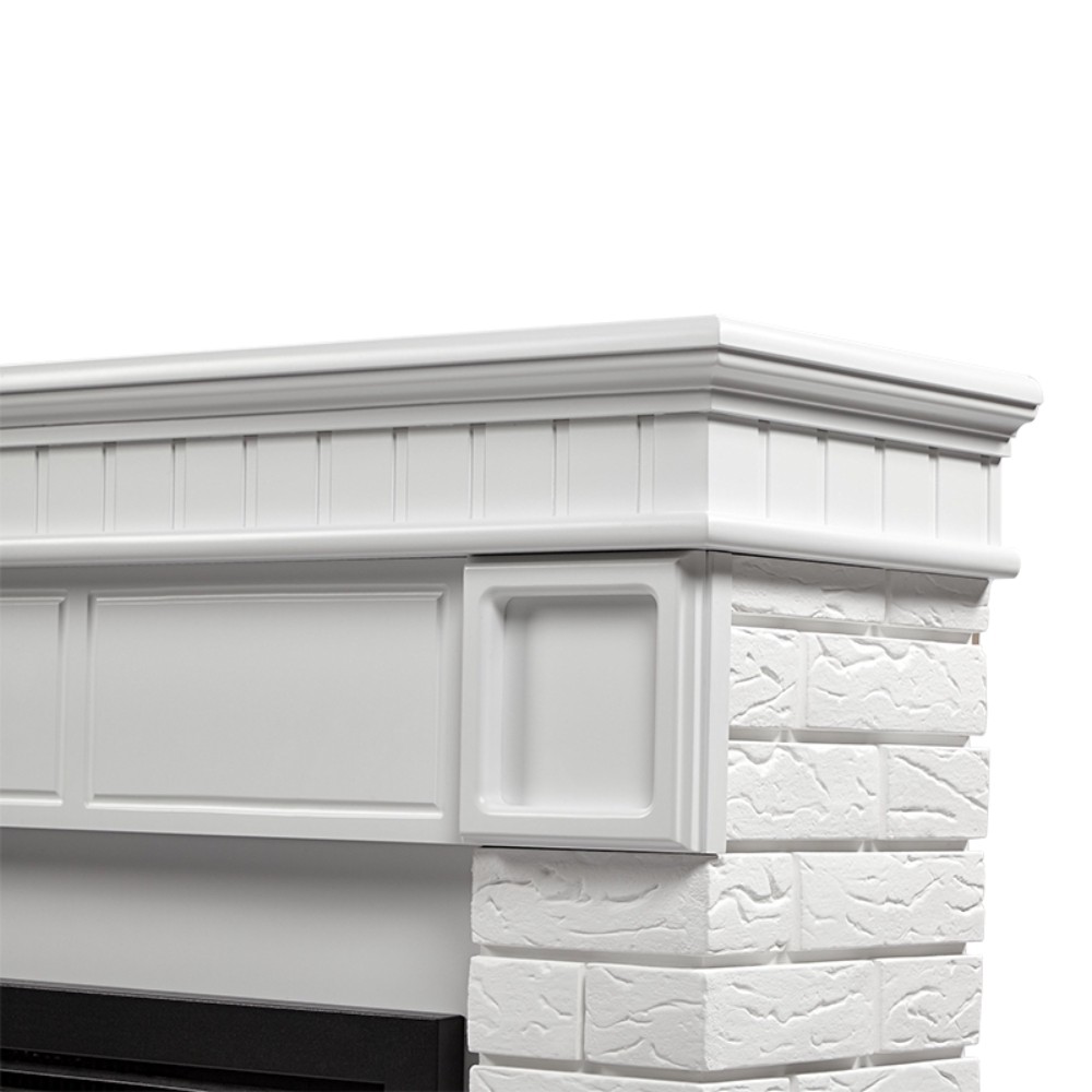 Каминокомплект: Очаг Electrolux EFP/P-3020LS N, портал Bricks 30 камень белый, белая эмаль