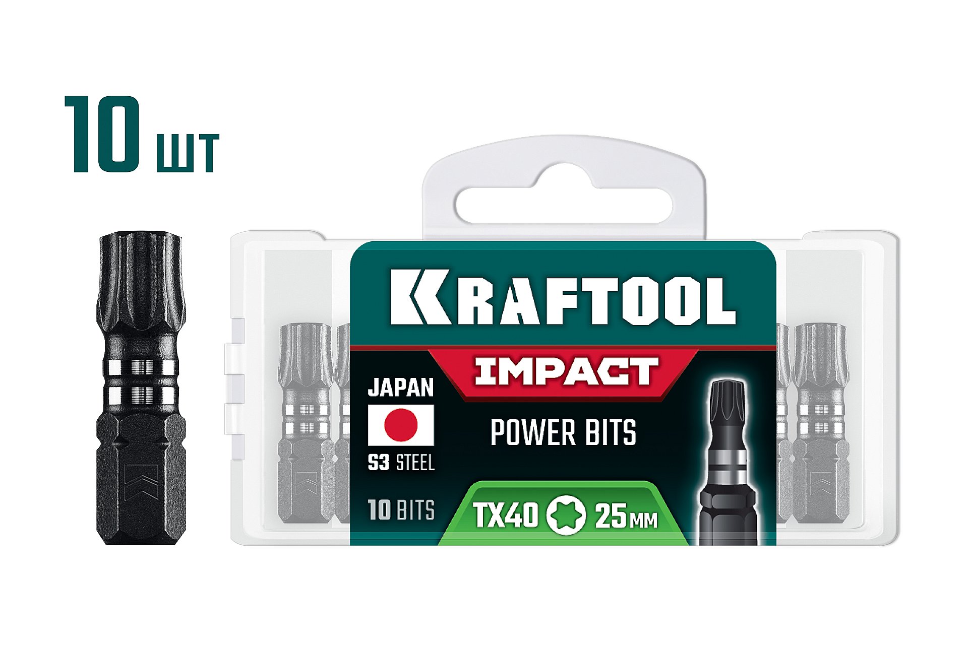 KRAFTOOL Impact TX 40, 25 мм, 10 шт, ударные биты (26195-40-25-S10)