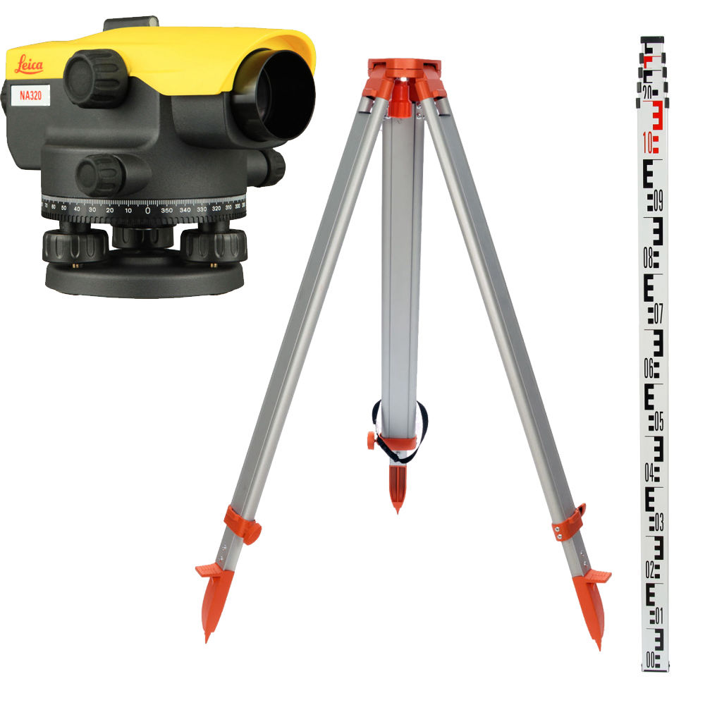 Комплект оптический нивелир Leica NA 320 с поверкой штатив рейка - 3 в 1