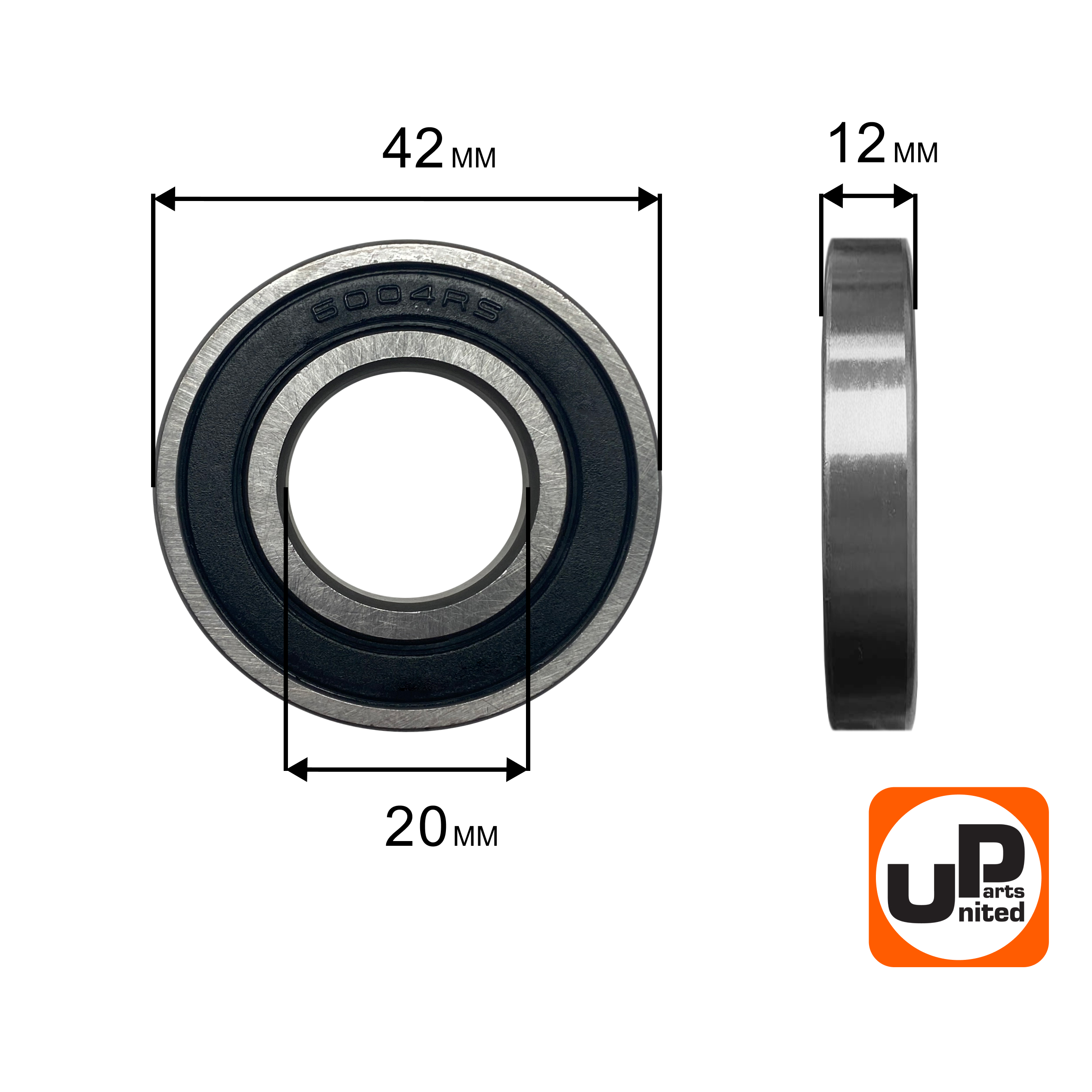 Подшипник шариковый UNITED PARTS 6004-2RS (90-0419), шт