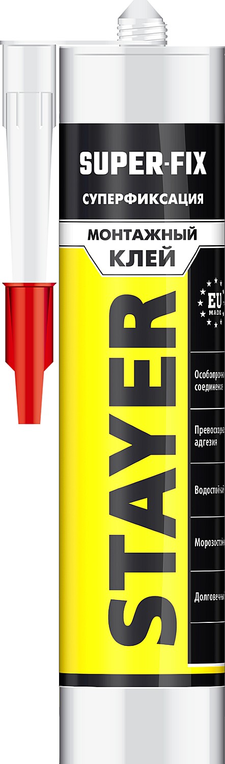STAYER SUPER FIX, 280 мл, белый, суперсильный монтажный клей, Professional (41323)