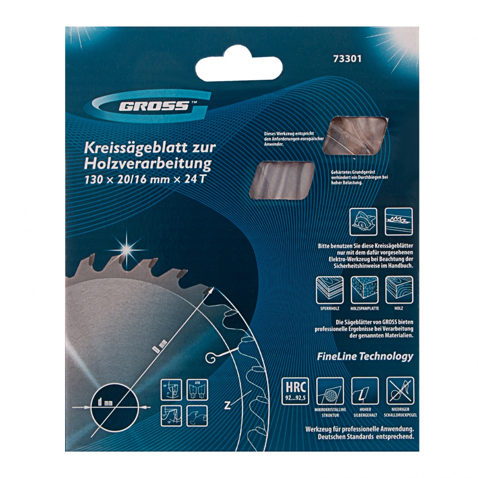 Пильный диск по дереву 130 x 20/16 x 24Т Gross