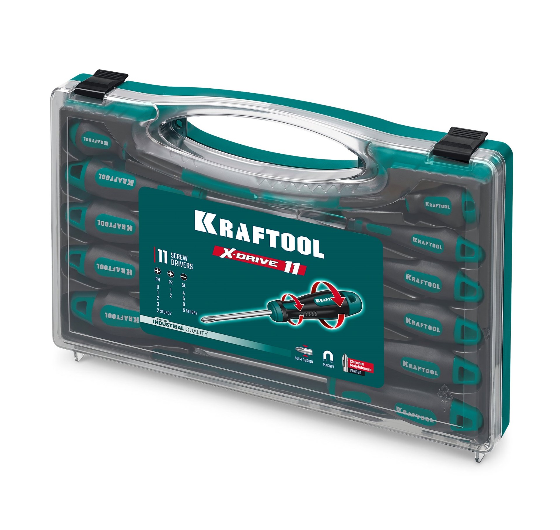 KRAFTOOL X-Drive 11, 11 шт., в кейсе, набор отверток (25811)