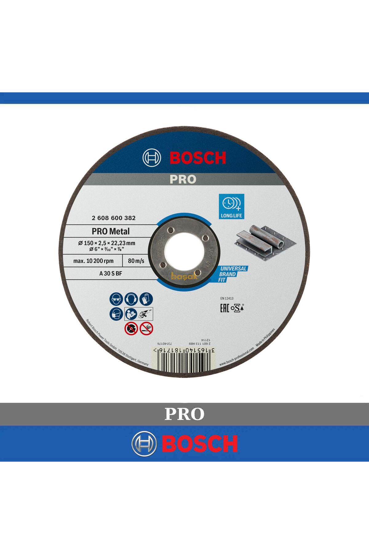 Диск абразивный по металлу отрезной BOSCH 150 х 22 х 2,5 мм - 1шт. (2608600382), шт