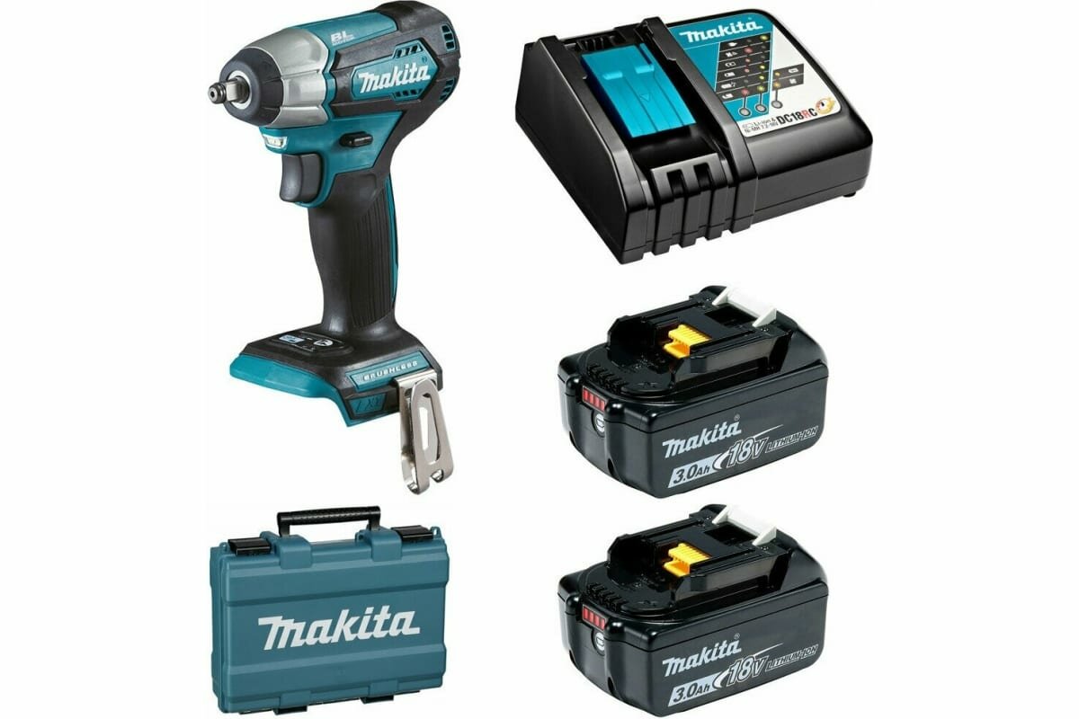 Гайковёрт аккумуляторный ударный MAKITA DTW180RFE (18 В, 180нм, 3/8", 1,5кг, 2акк.Li-ion.3Ач, кейс)