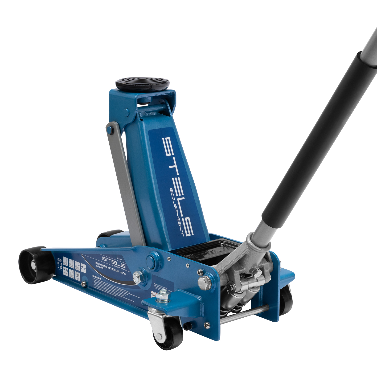 Домкрат гидравлический подкатной, быстрый подъем, 3т QUICK LIFT, 130-465 мм, проф Stels
