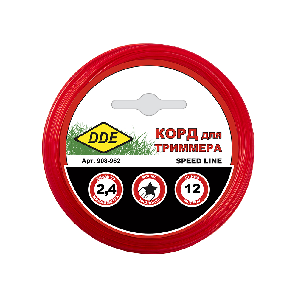 Корд триммерный в блистере DDE "Speed line" (звезда) 2,4 мм х 12 м, красный, шт