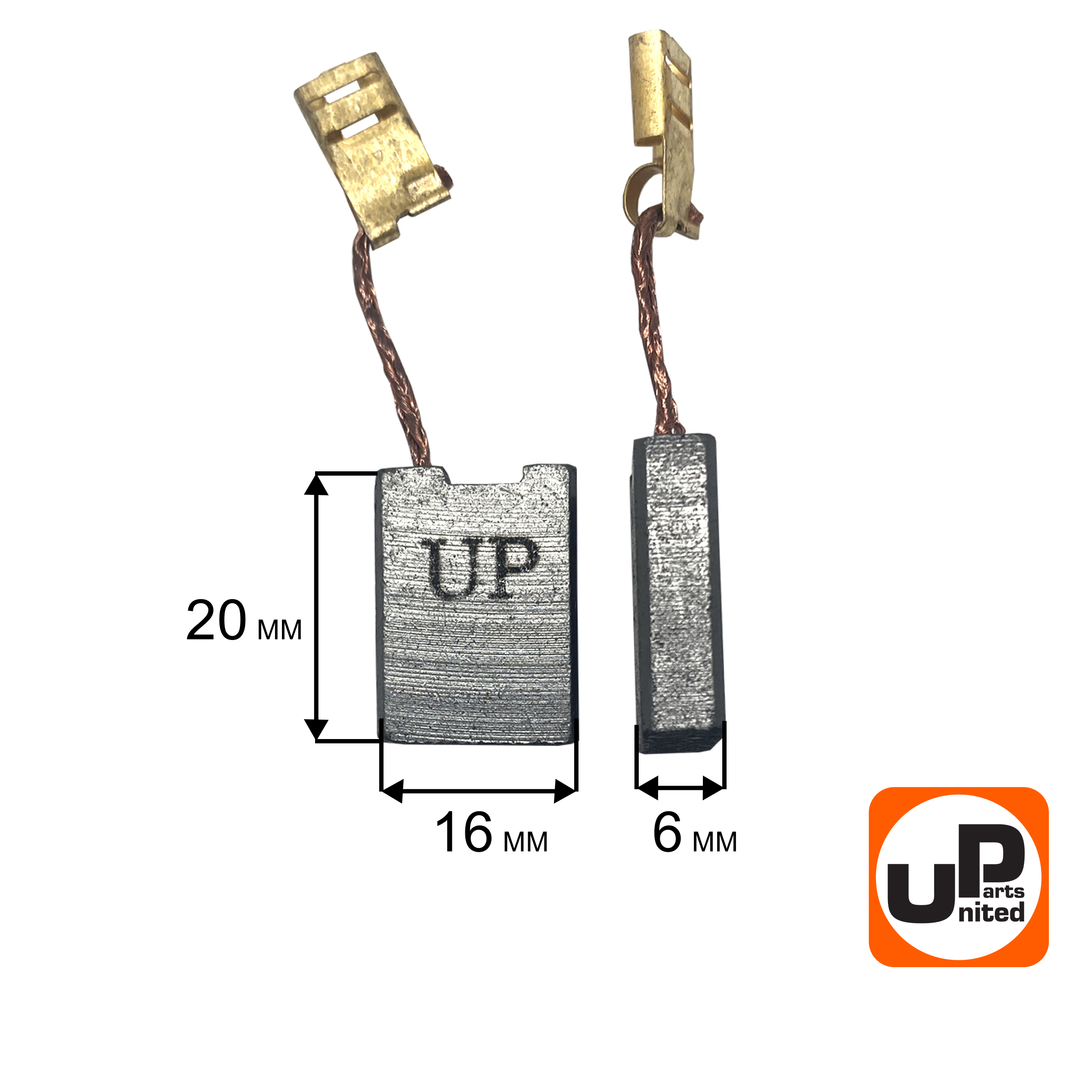 Щетка графитовая UNITED PARTS для эл. инструмента 6х16х20мм, пар