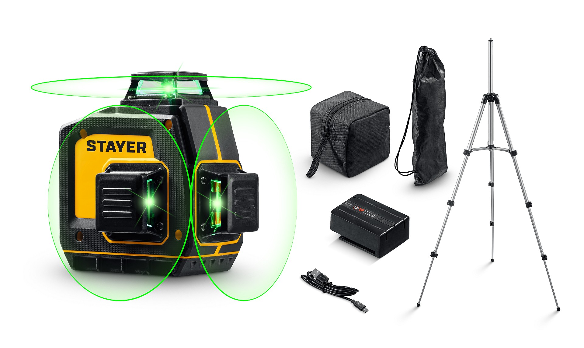 STAYER SL-3D #3, 50м, точн. +/-0,5 мм/м, зеленый лазерный нивелир, штатив (34963-3)