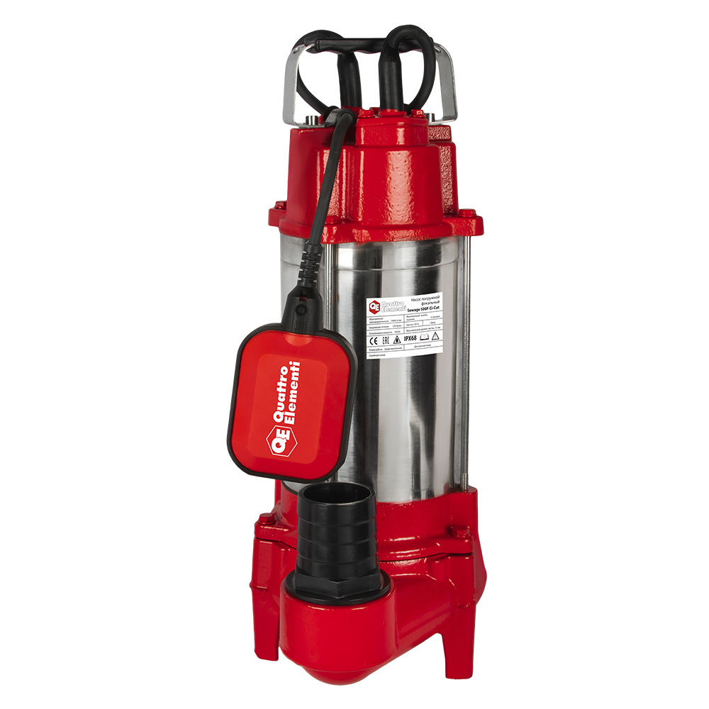 Насос фекальный QUATTRO ELEMENTI Sewage 500F Ci-Cut (500 Вт, 19000 л/ч, грязевой, 12 м, 15.2 кг, чуг, шт