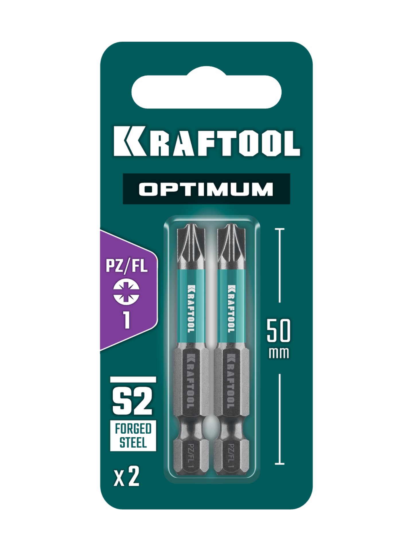 KRAFTOOL OPTIMUM PZ/FL 1, 50 мм, 2 шт, биты (261241-1-50-2)