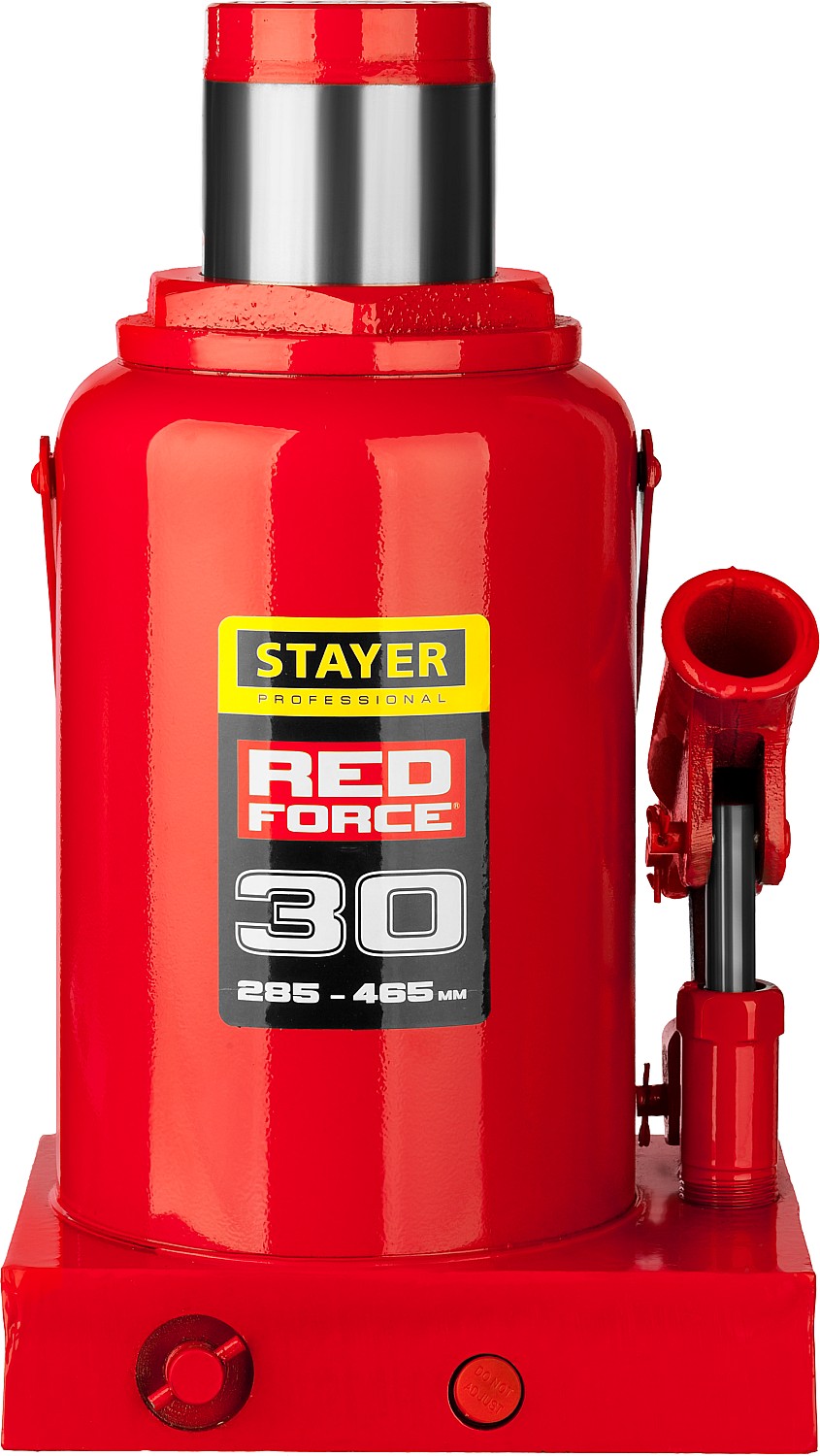 STAYER RED FORCE, 30 т, 285 - 465 мм, бутылочный гидравлический домкрат, Professional (43160-30)