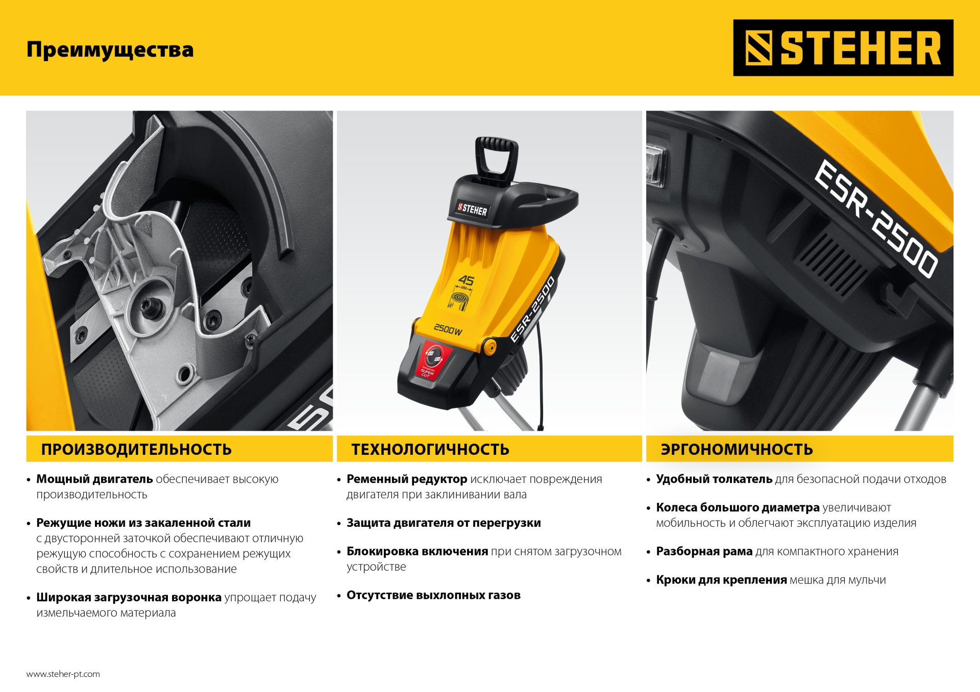 STEHER 2500 Вт, измельчитель садовый электрический (ESR-2500)