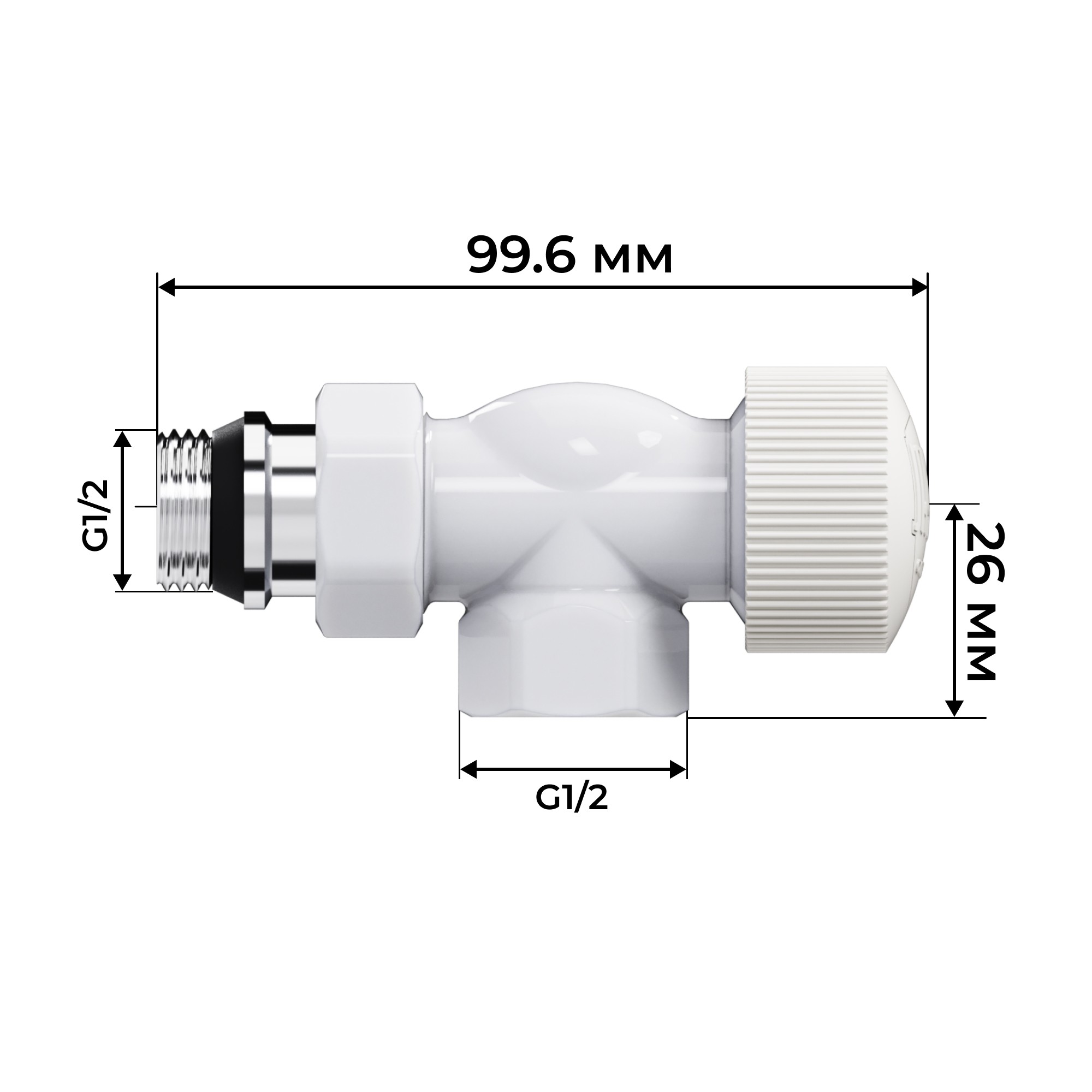 Набор термостатический осевой Royal Thermo Design 1/2"М30х1,5 (Белый)