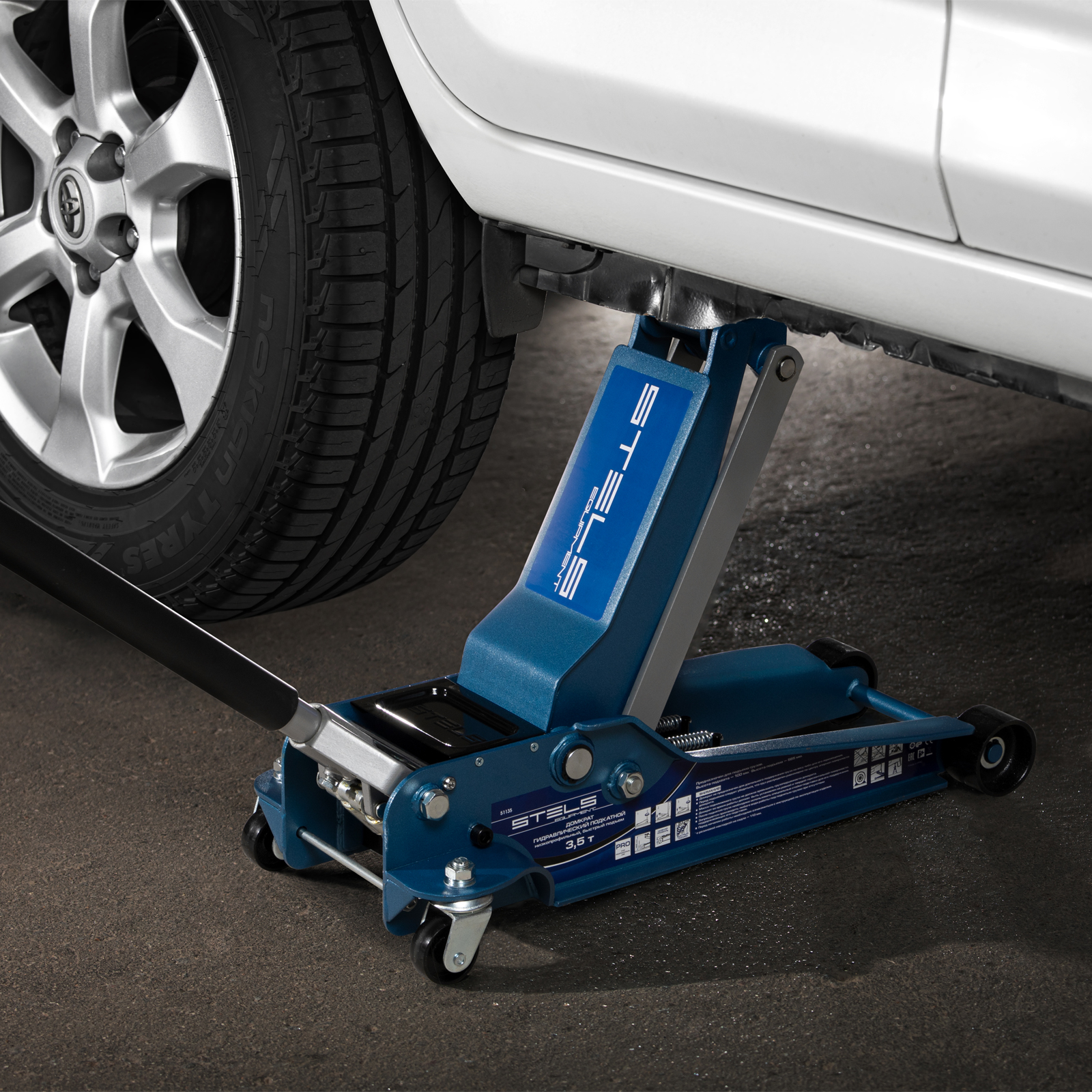 Домкрат гидравл. подкатной, быстр.подъем, 3,5т LOW PROFILE QUICK LIFT, 100-565 мм, проф Stels