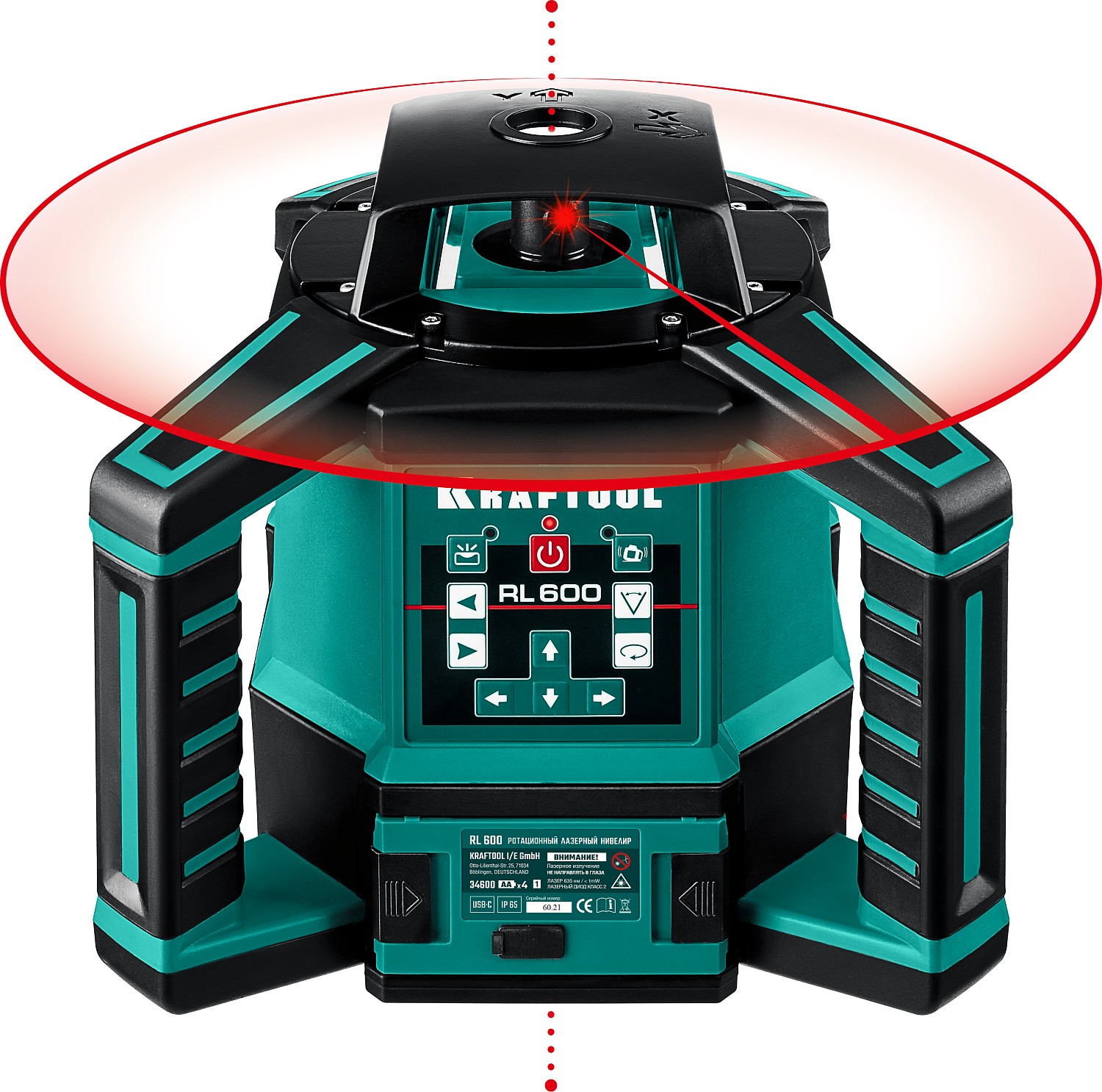KRAFTOOL RL600, 600 м, ротационный лазерный нивелир (34600)