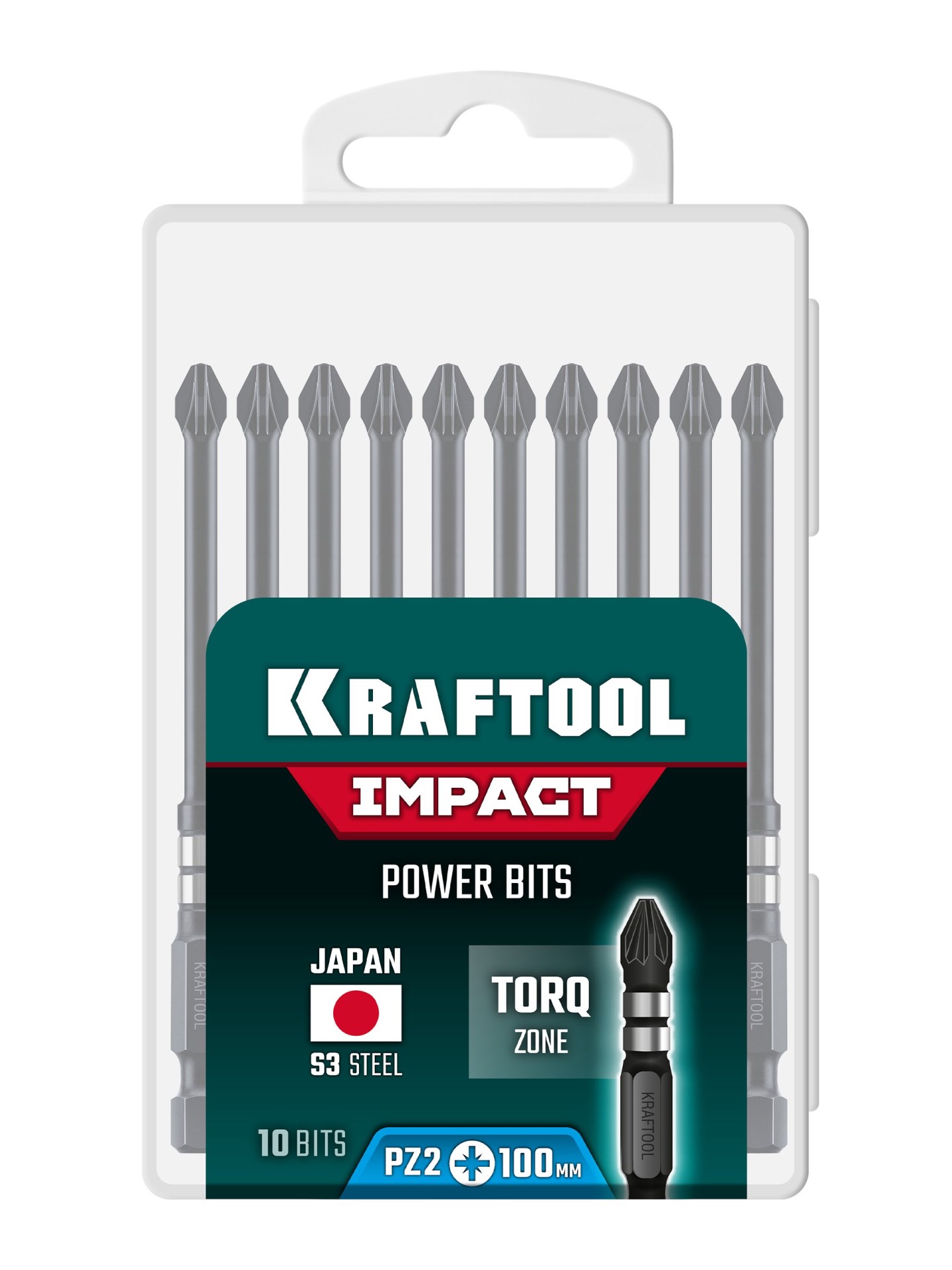 KRAFTOOL Impact PZ 2, 100 мм, 10 шт, ударные биты (26193-2-100-S10)