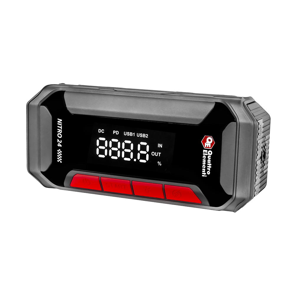 Пусковое устройство QUATTRO ELEMENTI Nitro 24 (12В, 24000 мАч, 2000 А, Type-C, USB-A, дисплей, фонарь (919-272), шт
