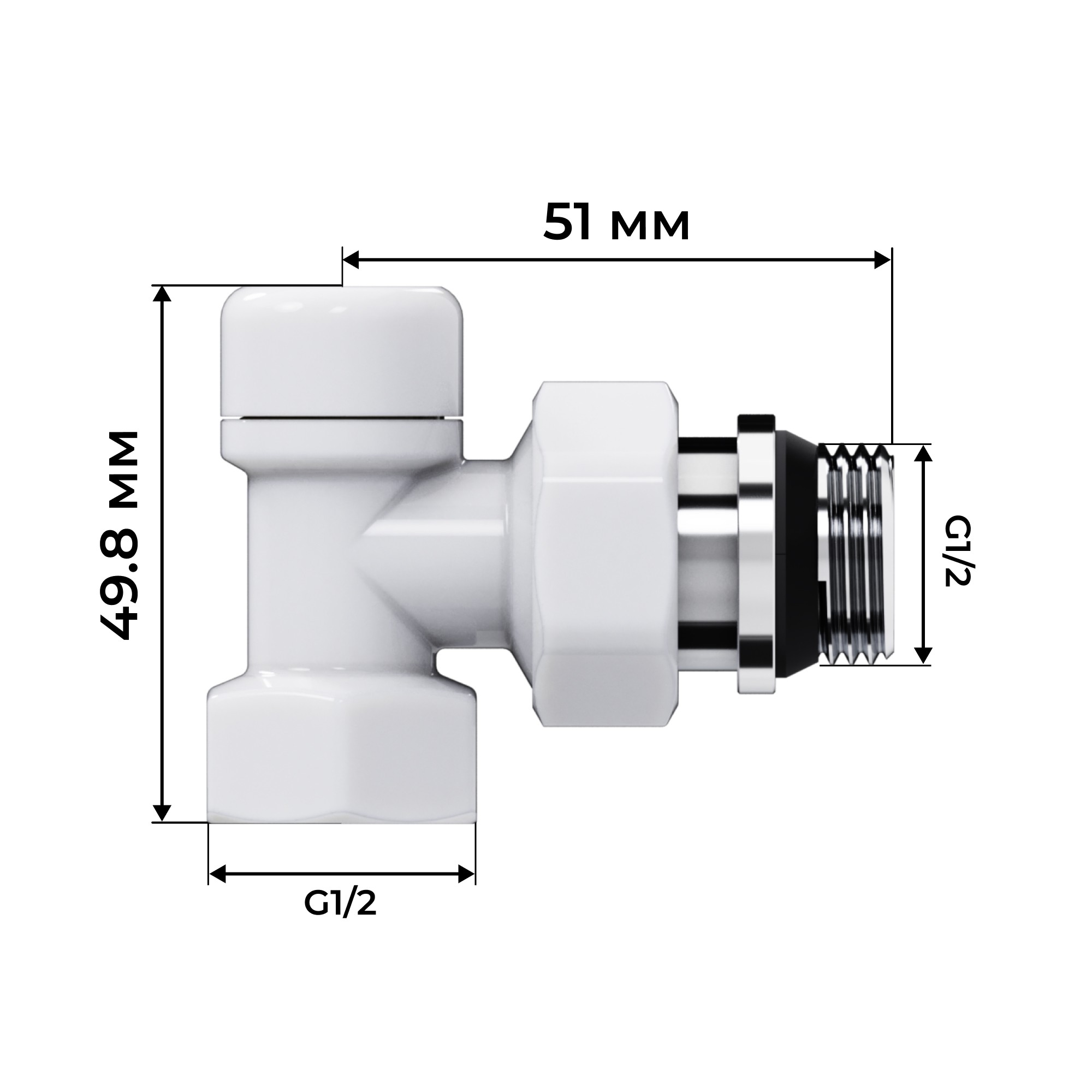 Набор термостатический угловой Royal Thermo Design 1/2"М30х1,5 (Белый)