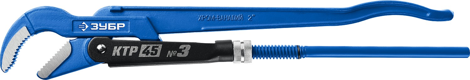 ЗУБР КТР-45, №3, 2″, 560 мм, тип ″Т″, трубный ключ с изогнутыми губками, Профессионал (27337-3)