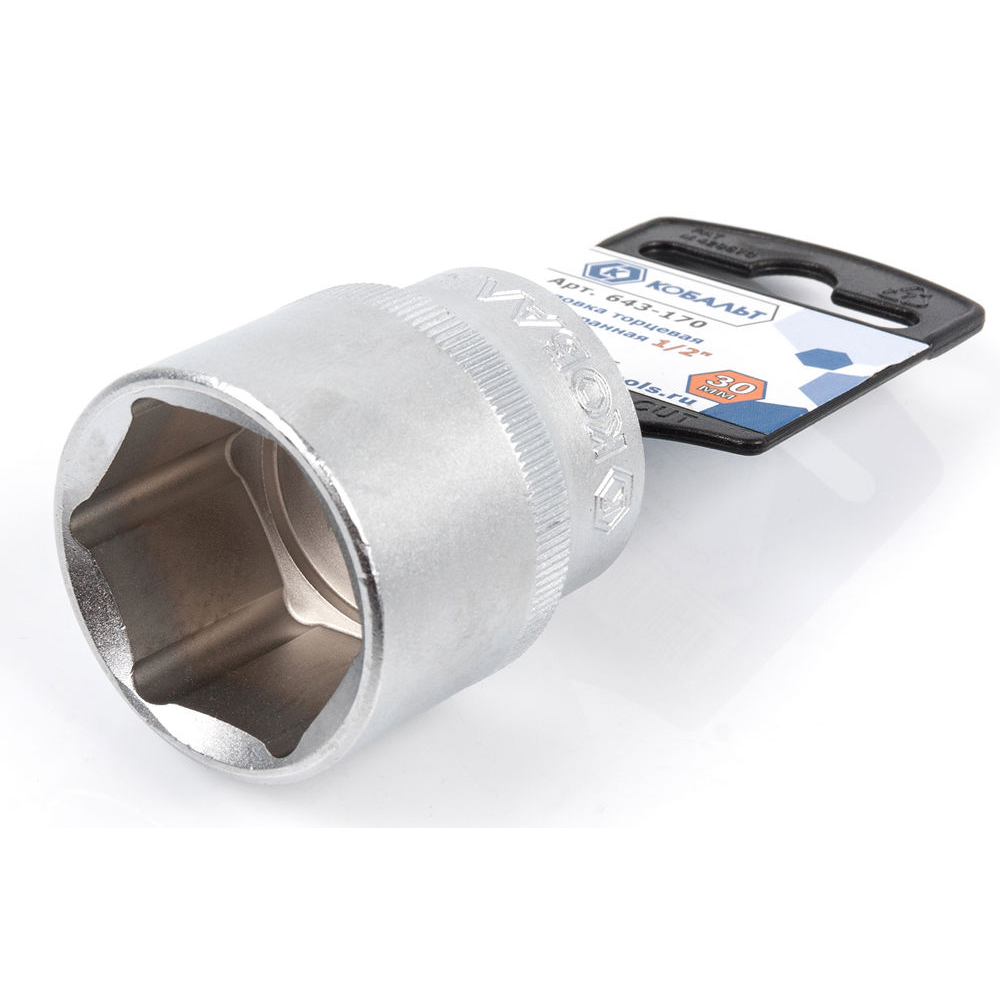 Головка торцевая КОБАЛЬТ 1/2", 30 мм, Cr-V(1 шт.) подвес
