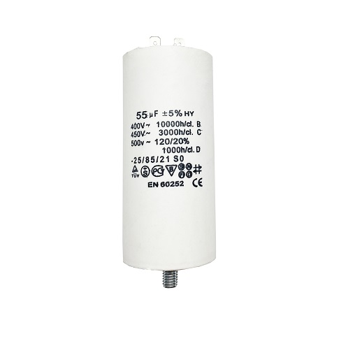 Конденсатор UNITED PARTS CBB60, 55 мкФ, 450В, 2 клеммы, шпилька M8 (90-0998), шт