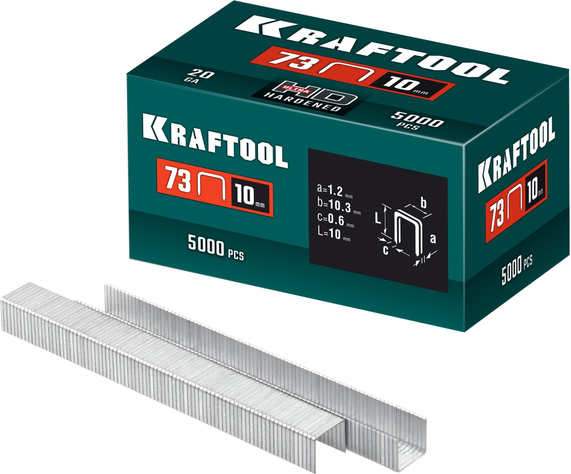 KRAFTOOL скобы тип 73, 10 мм, калибр 20GA. 5000 шт (31773-10)