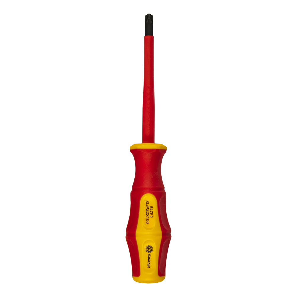 Отвертка диэлектрическая КОБАЛЬТ Ultra Grip FL/PZ-2 х 100 мм CR-V, двухкомпонентная рукоятка